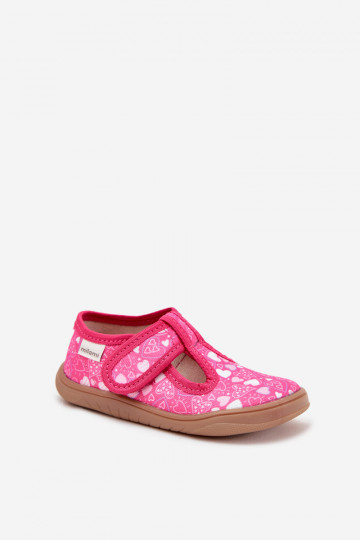 Vaikiške Barfußslipper mit Herzchen und Klettverschlüssen Milami in Rosa Talira