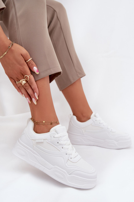 Sneakers Stilvollllschuhe Feminin mit einer Plattform Big Star SS274590 HI-POLY SYSTEM Zueiße Farbe Sneakers Stilvollllschuhe Feminin mit einer Plattform Big Star SS274590 HI-POLY SYSTEM Zueiße Farbe