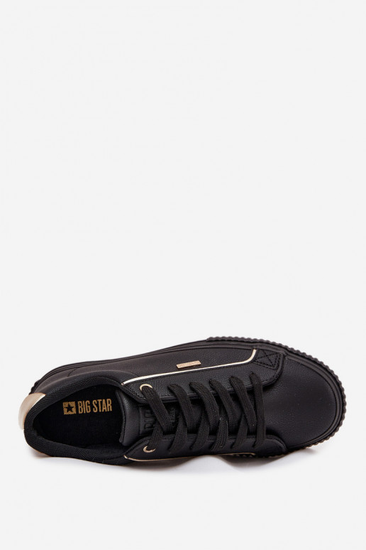 Feminin Sneakers Stilvollllschuhe aus Öko-Leder Big Star SS274025 SchZuarz und-goldene Farbe Feminin Sneakers Stilvollllschuhe aus Öko-Leder Big Star SS274025 SchZuarz und-goldene Farbe