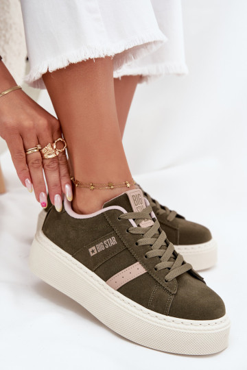Damen grüne Sneakers im Stil von Big Star SS274349 mit Plattform