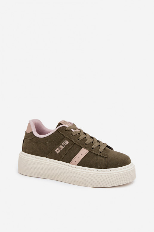 Sneakers Stilvollllschuhe Feminin mit einer Plattform Big Star SS274349 grüne Farbe