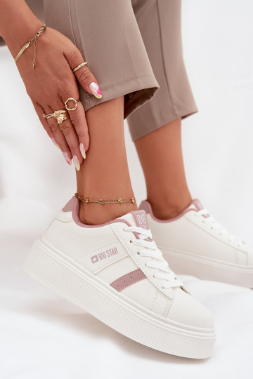 Damen weiße Sneakers im Stil von Big Star SS274346 mit Plattform