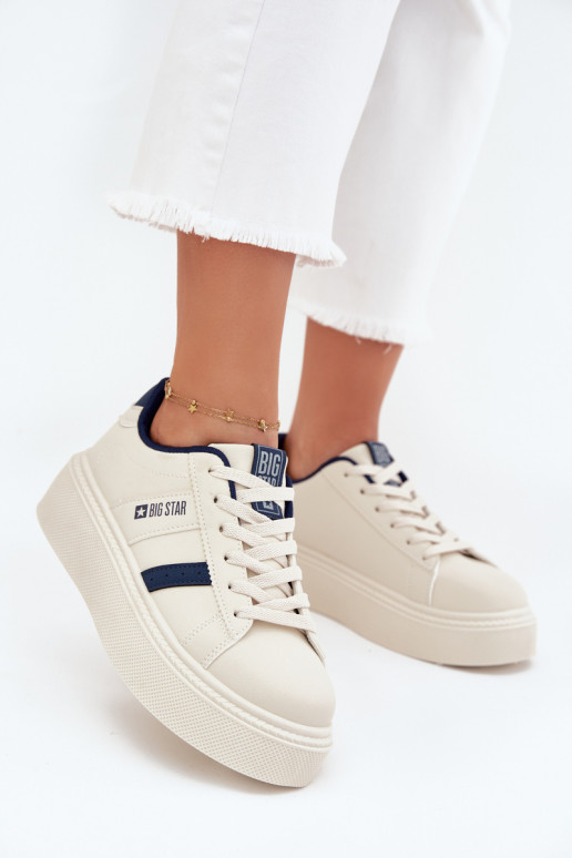 Sneakers Stilvollllschuhe Feminin mit einer Plattform Big Star SS274347 elfenbeinfarbe Sneakers Stilvollllschuhe Feminin mit einer Plattform Big Star SS274347 elfenbeinfarbe