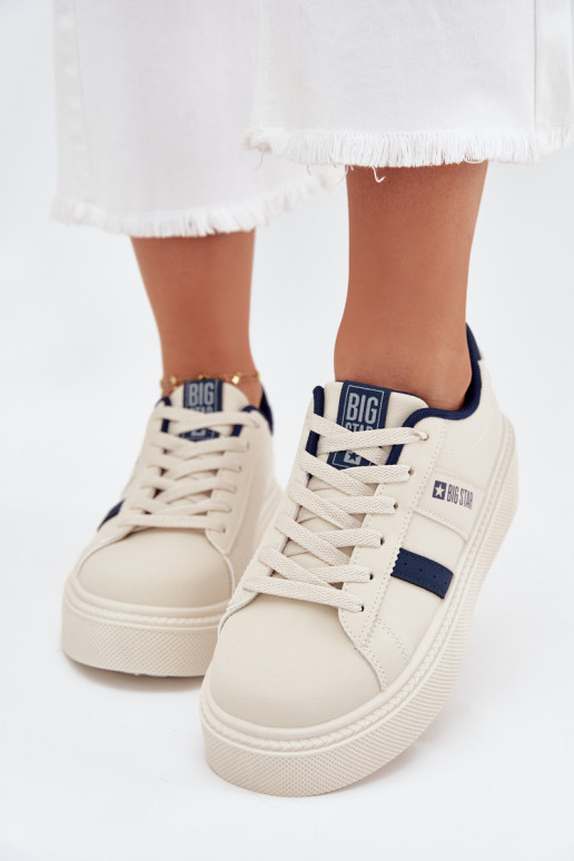 Sneakers Stilvollllschuhe Feminin mit einer Plattform Big Star SS274347 elfenbeinfarbe Sneakers Stilvollllschuhe Feminin mit einer Plattform Big Star SS274347 elfenbeinfarbe