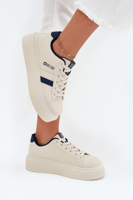 Sneakers Stilvollllschuhe Feminin mit einer Plattform Big Star SS274347 elfenbeinfarbe Sneakers Stilvollllschuhe Feminin mit einer Plattform Big Star SS274347 elfenbeinfarbe
