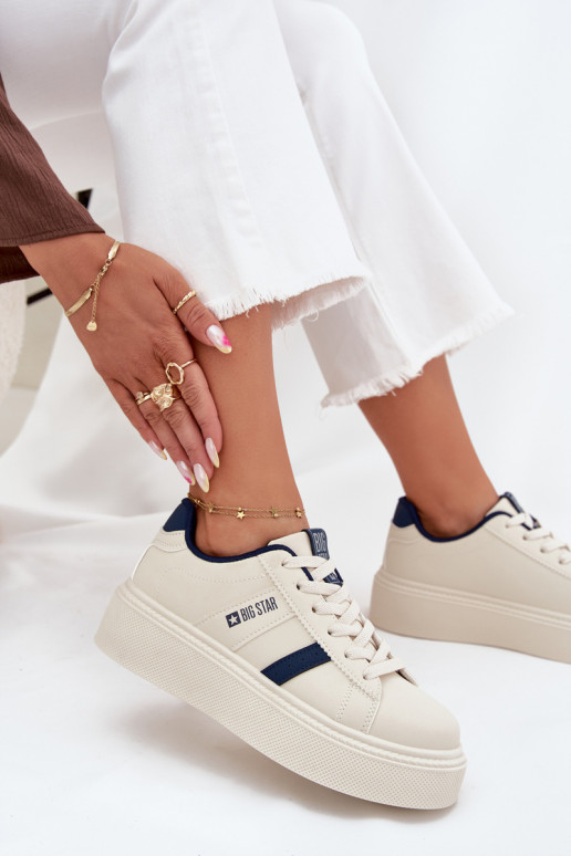 Sneakers Stilvollllschuhe Feminin mit einer Plattform Big Star SS274347 elfenbeinfarbe Sneakers Stilvollllschuhe Feminin mit einer Plattform Big Star SS274347 elfenbeinfarbe