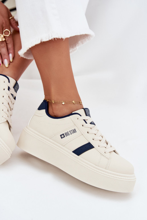 Sneakers Stilvollllschuhe Feminin mit einer Plattform Big Star SS274347 elfenbeinfarbe Sneakers Stilvollllschuhe Feminin mit einer Plattform Big Star SS274347 elfenbeinfarbe