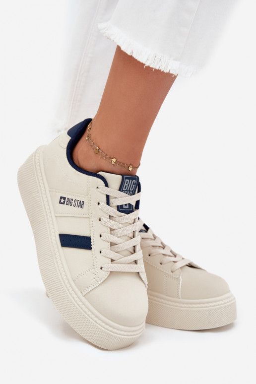 Sneakers Stilvollllschuhe Feminin mit einer Plattform Big Star SS274347 elfenbeinfarbe Sneakers Stilvollllschuhe Feminin mit einer Plattform Big Star SS274347 elfenbeinfarbe