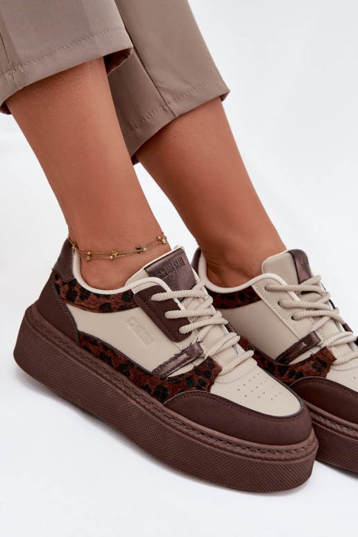 Feminin Sneakers Stilvollllschuhe mit einer Plattform Big Star SS274356 mit Leopardenfellmuster braun-Beige Feminin Sneakers Stilvollllschuhe mit einer Plattform Big Star SS274356 mit Leopardenfellmuster braun-Beige
