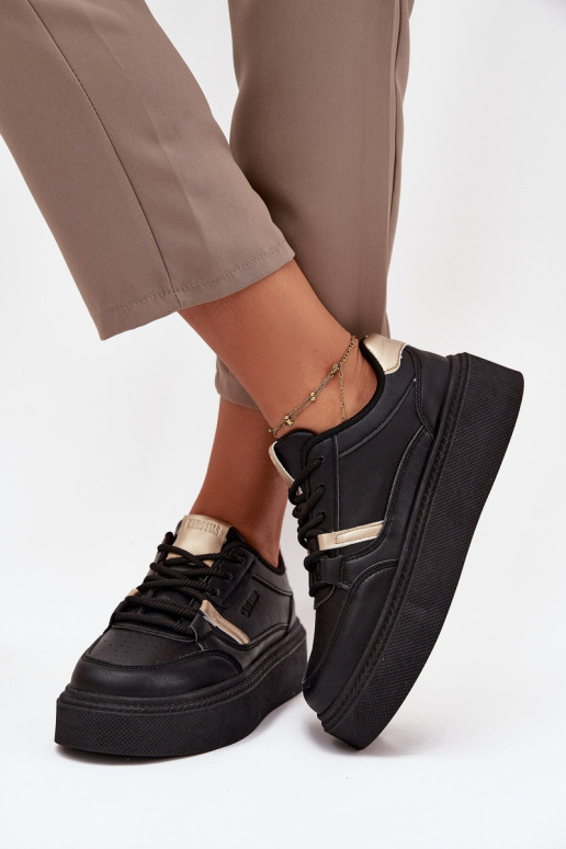 Feminin Sneakers Stilvollllschuhe mit einer Plattform Big Star SS274360 schZuarze Farbe