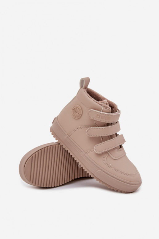 sich Zuarm laufen Sneakers-Stilvollll Stiefel Kindisch mit Klebeverschlüssen Big Star SS374072 Beige
