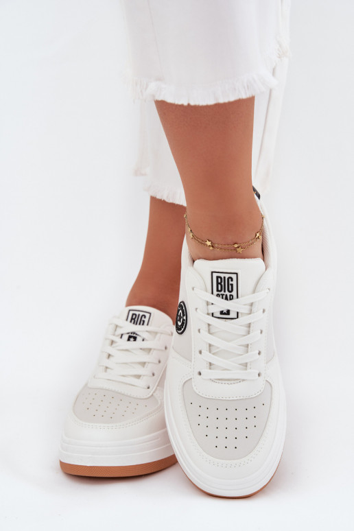 Sneakers Stilvollllschuhe Feminin mit einer Plattform Big Star RR274572 HI-POLY SYSTEM Zueiße Farbe