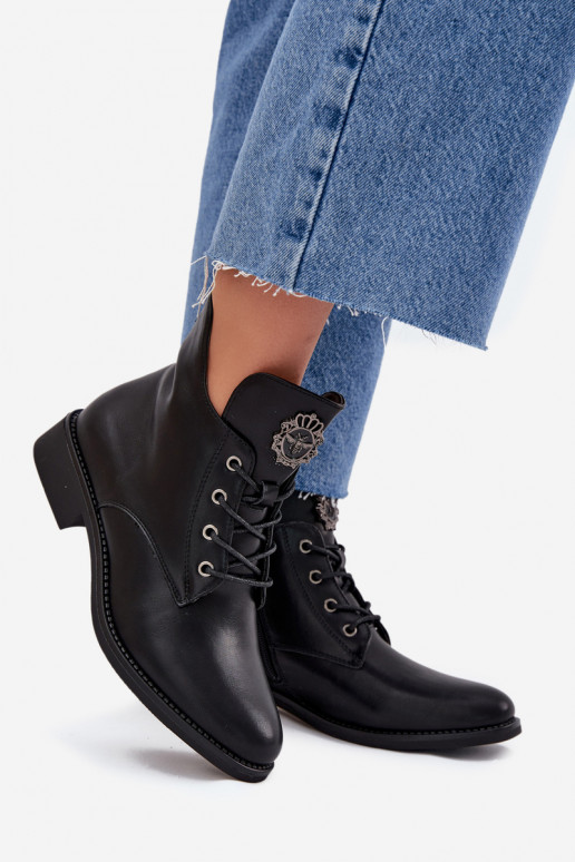 Schuhe mit niedrigem Absatz für Damen mit breiten Absätzen Mit Dekorationen Detalem sich Zuarm laufen schZuarze Farbe Cylira