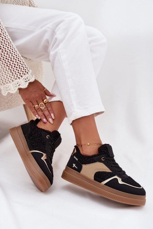 Sneakers Stilvollllschuhe Feminin mit einer Plattform mit Pelzmantel Typu Baranek schZuarze Farbe Frelina Sneakers Stilvollllschuhe Feminin mit einer Plattform mit Pelzmantel Typu Baranek schZuarze Farbe Frelina