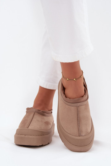 Schneestiefel Feminin mit einer Plattform Mit niedrigem Oberteil Beige Izamine