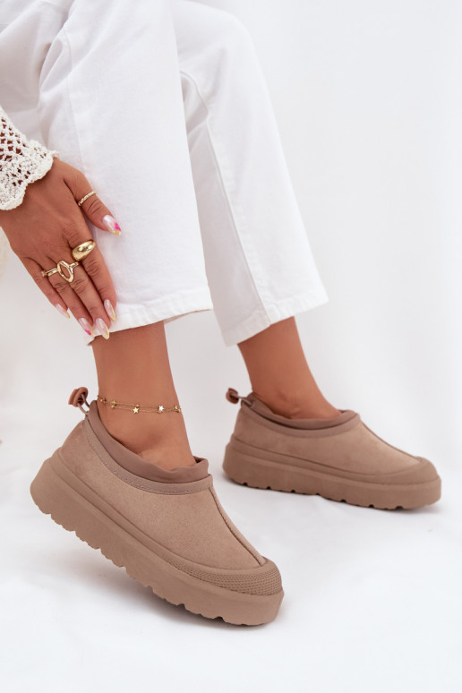 Schneestiefel Feminin mit einer Plattform Mit niedrigem Oberteil Beige Izamine