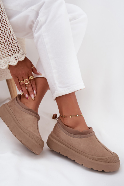 Schneestiefel Feminin mit einer Plattform Mit niedrigem Oberteil Beige Izamine