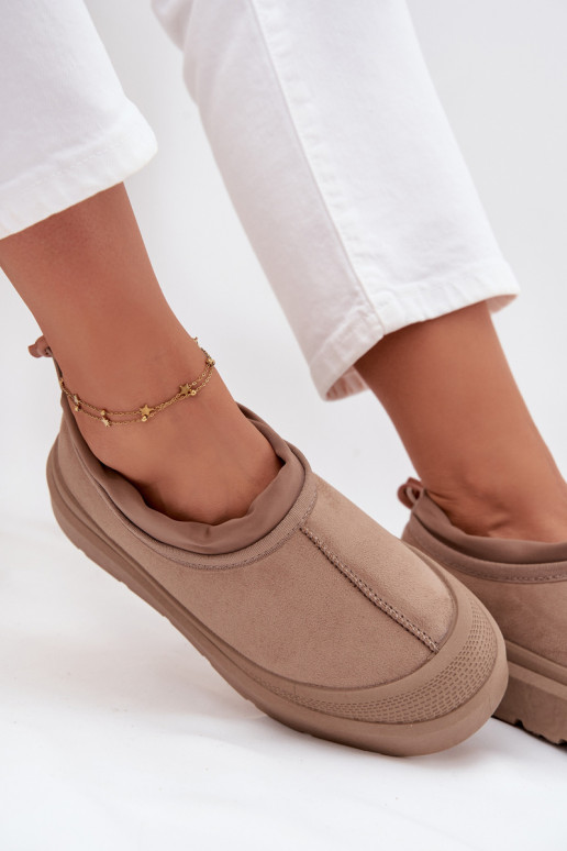 Schneestiefel Feminin mit einer Plattform Mit niedrigem Oberteil Beige Izamine