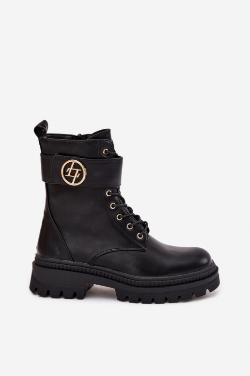 Arbeitsstiefeletten Feminin Ze goldene Farbem Detalem sich Zuarm laufen schZuarze Farbe Fiorena