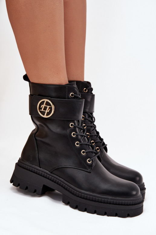 Arbeitsstiefeletten Feminin Ze goldene Farbem Detalem sich Zuarm laufen schZuarze Farbe Fiorena