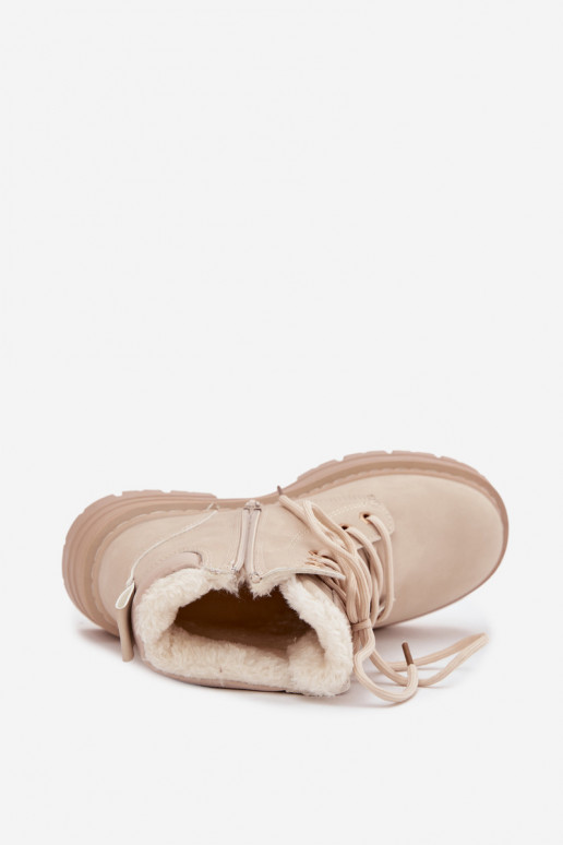 Schuhe Feminin sich Zuarm laufen mit Fell innen Zum Schloss elfenbeinfarbe Tharika