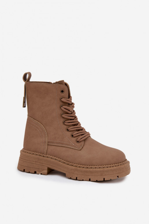 Feminin Arbeitsstiefeletten Zum Schloss Beige Tirina