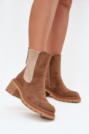 Stilvolle Damen gefütterte Stiefeletten sandfarben Zoralia