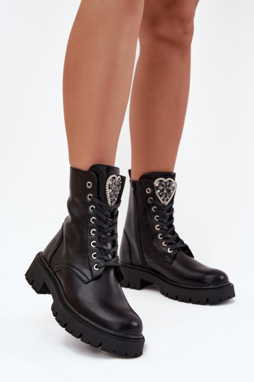 Arbeitsstiefeletten Mit Schmuck sich Zuarm laufen Eko Haut schZuarze Farbe Miryssa 2