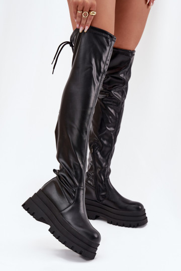 Damen Overknee-Stiefel mit Plateau schwarz Erisna 2