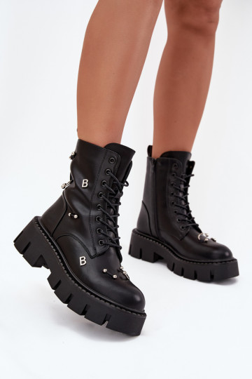 Arbeitsstiefeletten Feminin mit schönen Details sich Zuarm laufen schZuarze Farbe Lunea