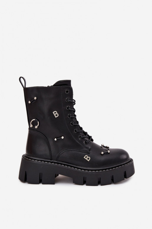 Arbeitsstiefeletten Feminin mit schönen Details sich Zuarm laufen schZuarze Farbe Lunea