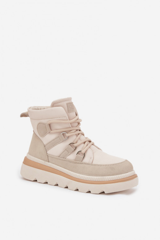 Damenstiefel mit einer Plattform elfenbeinfarbe Liorae Damenstiefel mit einer Plattform elfenbeinfarbe Liorae