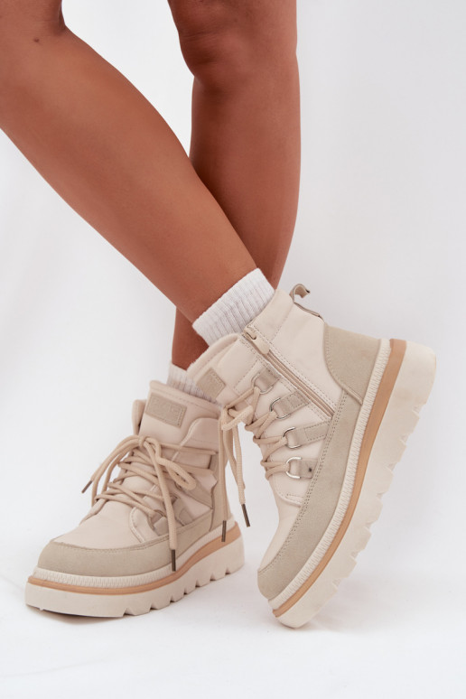 Damenstiefel mit einer Plattform elfenbeinfarbe Liorae Damenstiefel mit einer Plattform elfenbeinfarbe Liorae