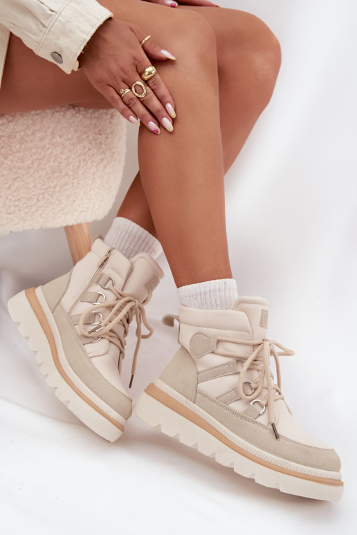 Damenstiefel mit einer Plattform elfenbeinfarbe Liorae Damenstiefel mit einer Plattform elfenbeinfarbe Liorae