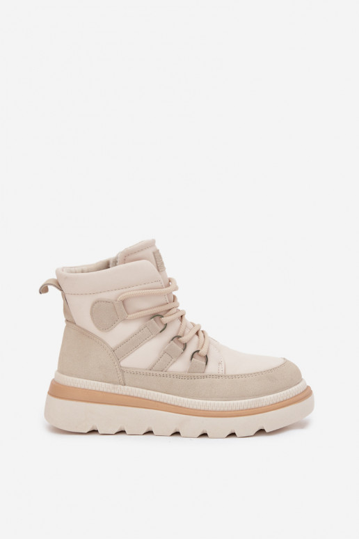 Damenstiefel mit einer Plattform elfenbeinfarbe Liorae Damenstiefel mit einer Plattform elfenbeinfarbe Liorae