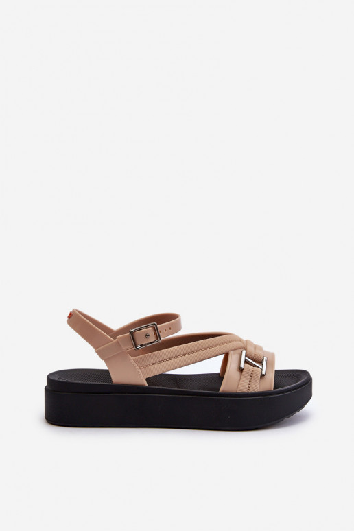 Duftend Damensandalen mit einer Plattform ZAXY LL285063 Beige