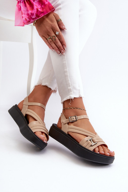 Duftend Damensandalen mit einer Plattform ZAXY LL285063 Beige