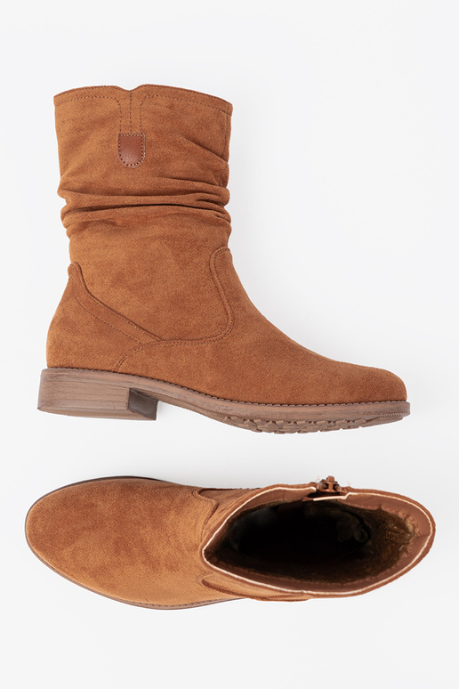 Karamellfarbe Schuhe mit gerüschtem Oberteil