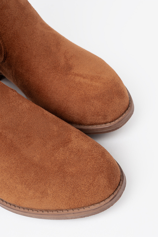 Karamellfarbe Schuhe mit gerüschtem Oberteil