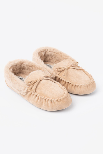 Zuarm Beige kapcie typu Mokassins mit einer Schleife