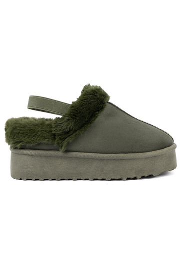 Khaki-Farbe-Farbe Schuhe a'la Schneestiefel mit Pelzmantel 2