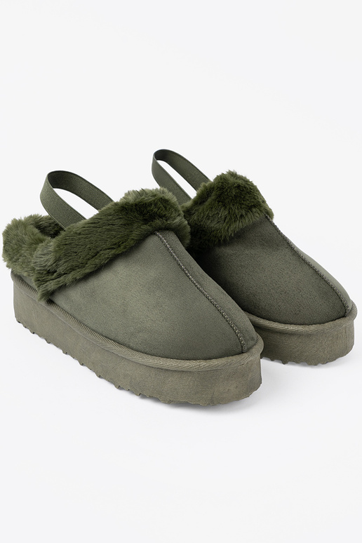 Khaki-Farbe-Farbe Schuhe a'la Schneestiefel mit Pelzmantel