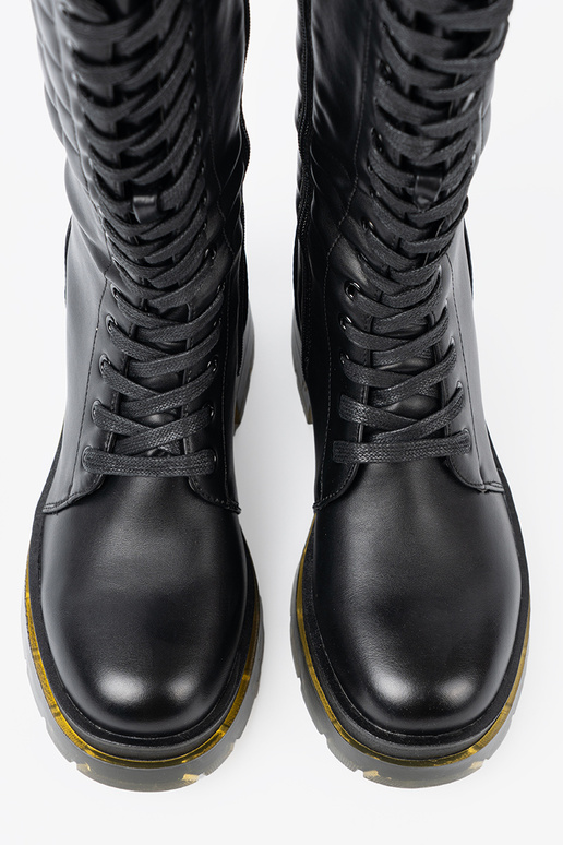 Klassisches Stilvollll schZuarze Farbe lange Stiefel z Schnürsenkelm i suZuakiem Klassisches Stilvollll schZuarze Farbe lange Stiefel z Schnürsenkelm i suZuakiem