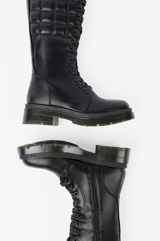 Klassisches Stilvollll schZuarze Farbe lange Stiefel z Schnürsenkelm i suZuakiem Klassisches Stilvollll schZuarze Farbe lange Stiefel z Schnürsenkelm i suZuakiem
