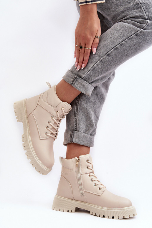 Feminin Schuhe mit Reißverschlüssen sich Zuarm laufen Beige Gremiva