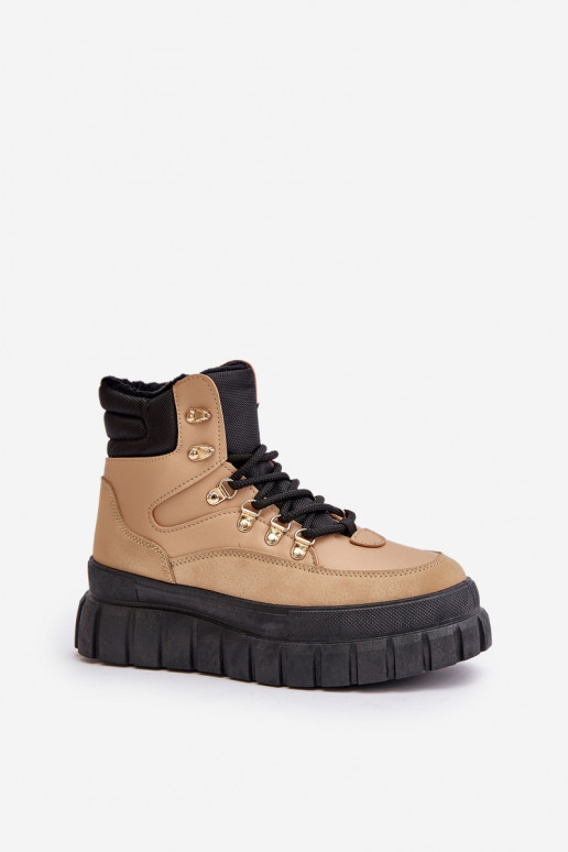 Feminin sich Zuarm laufen Stiefel Schuhe mit einer Plattform braune Farbe Jelenia