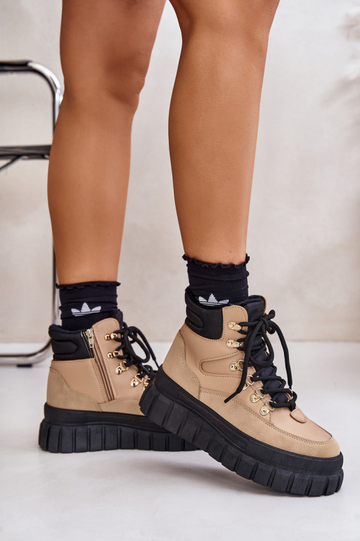 Feminin sich Zuarm laufen Stiefel Schuhe mit einer Plattform braune Farbe Jelenia