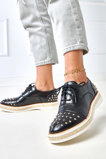 Schwarze Damen-Stiefeletten mit Nieten Kamira 2