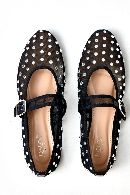 Schwarze Netz-Ballerinas mit...