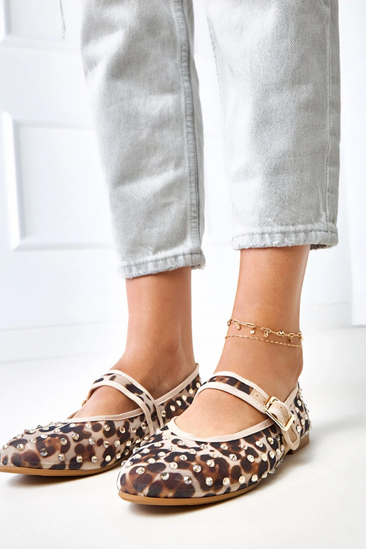 Leopardenmuster Netz-Ballerinas mit... Leopardenmuster Netz-Ballerinas mit...